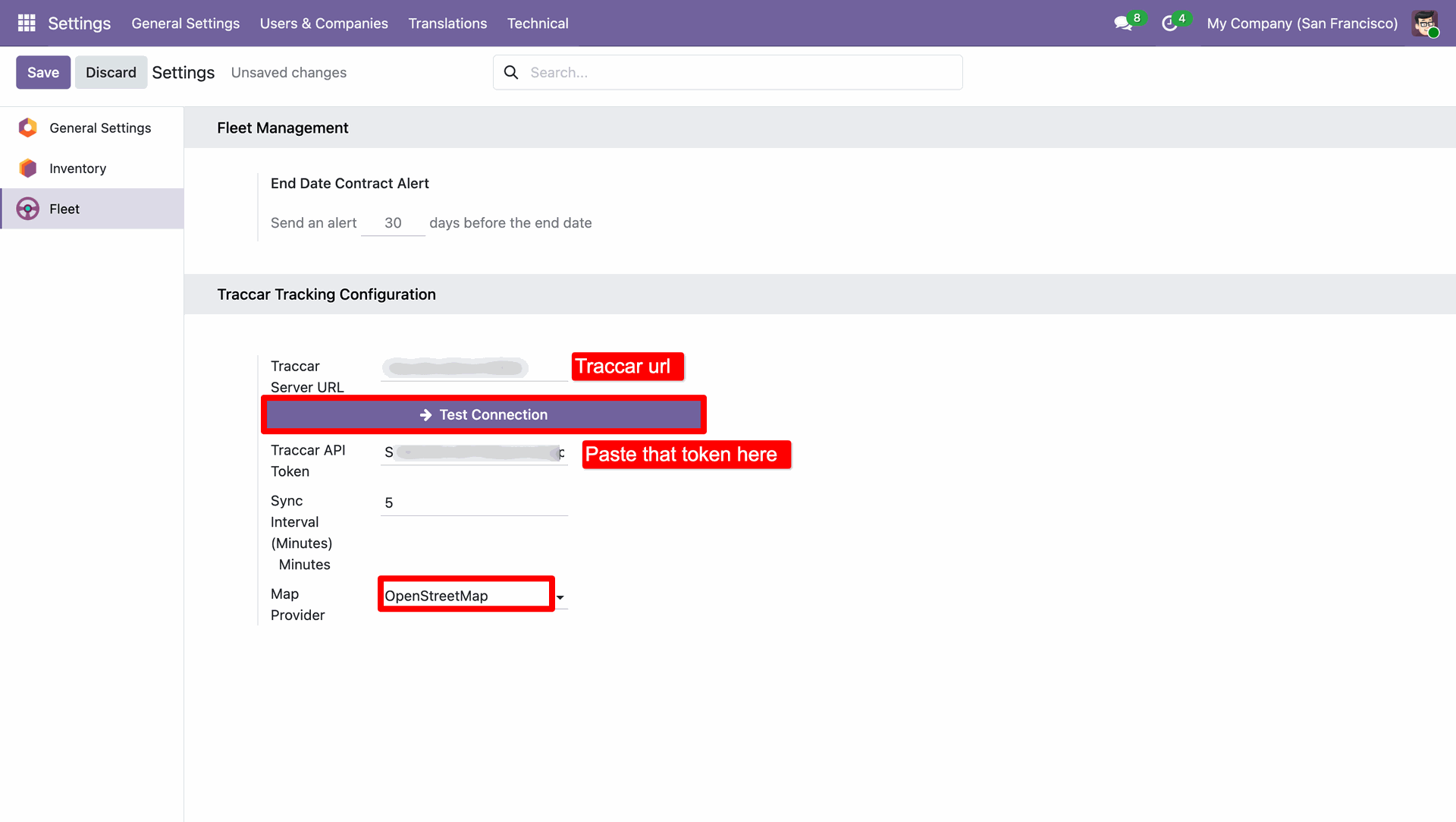 Traccar Configuration Screenshot