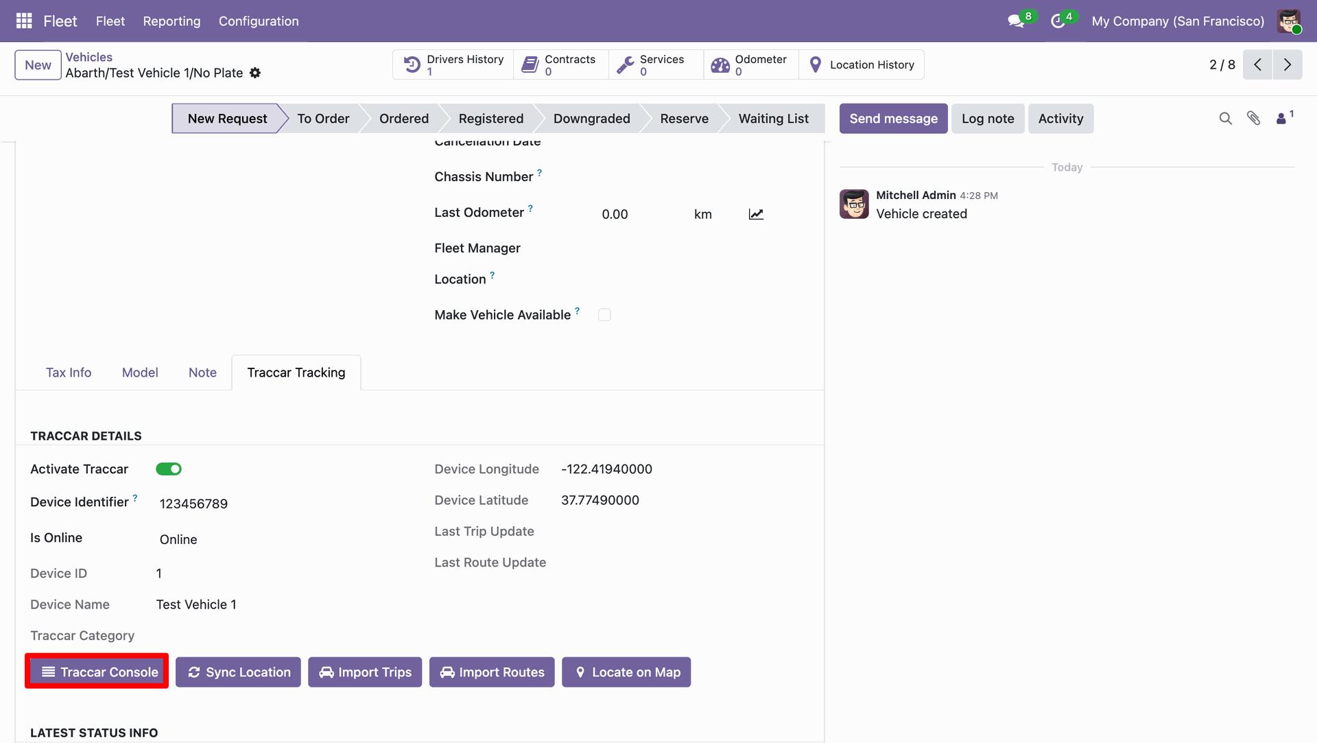 Tracker Console Screenshot