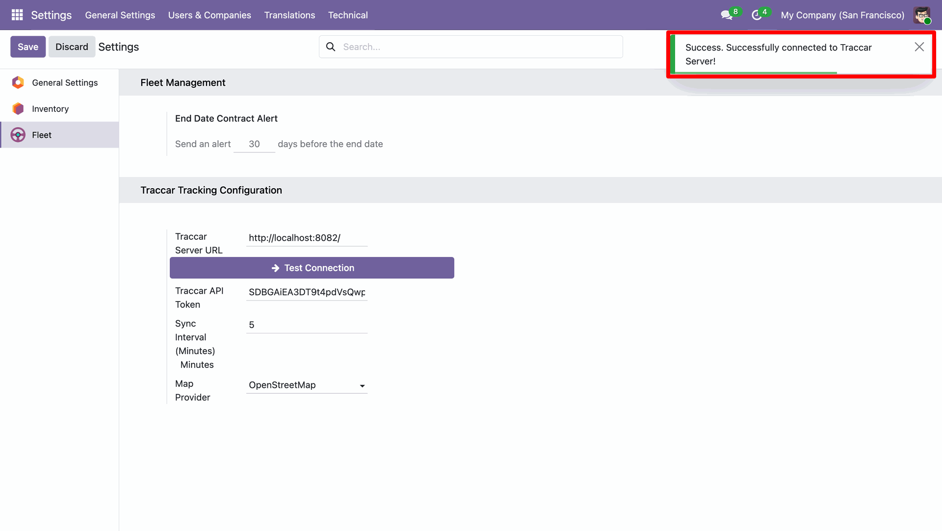 Traccar Configuration Screenshot
