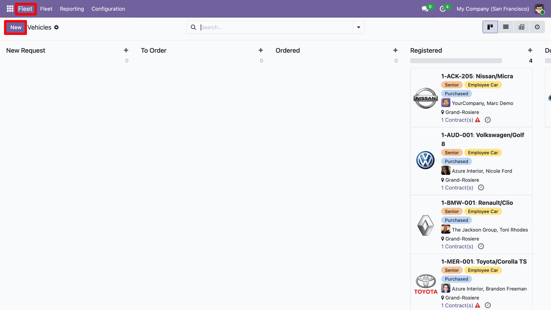 Vehicle Linkage Screenshot
